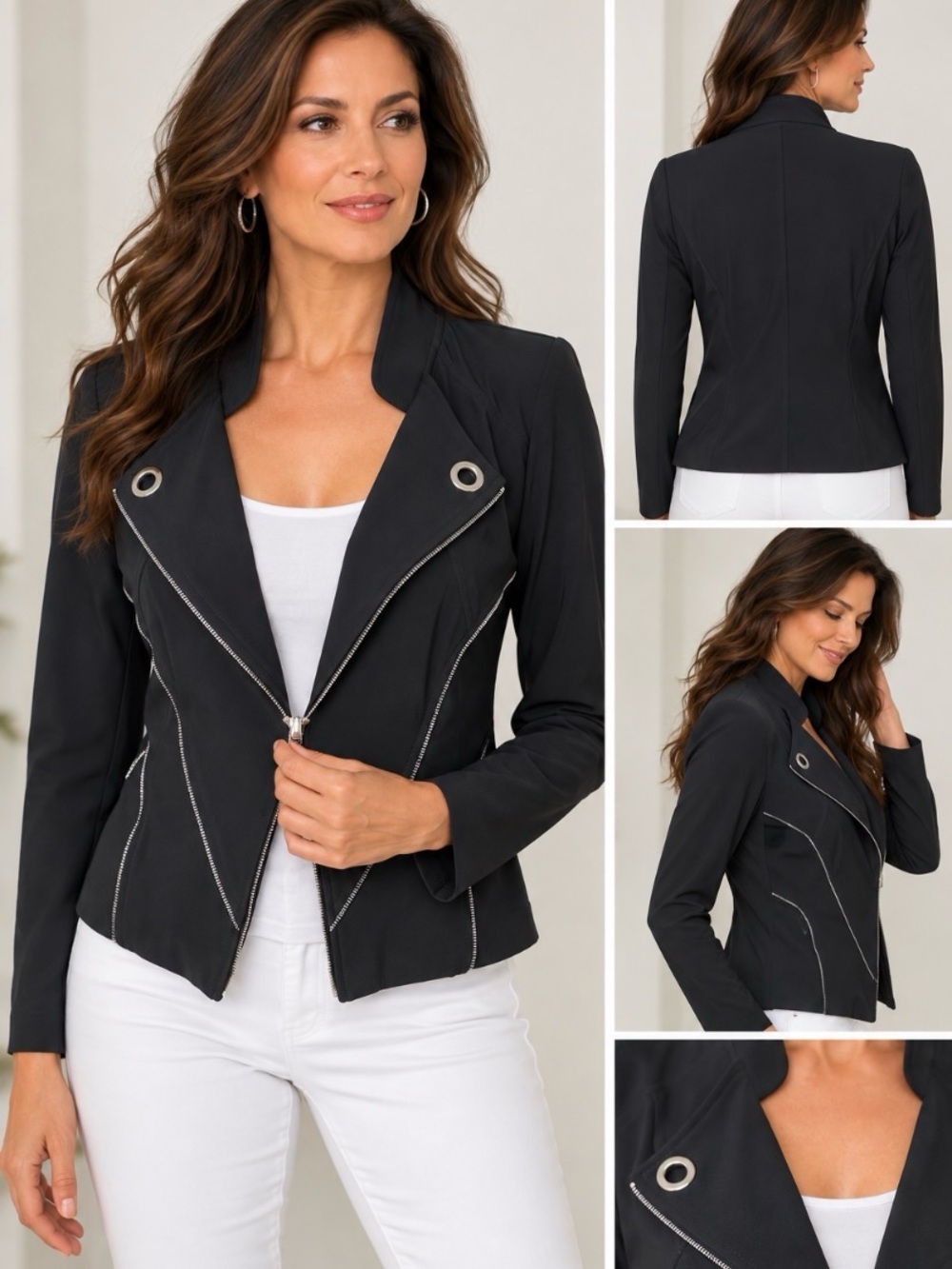 Frank Lyman Black single clasp Moto Blazer Jacket